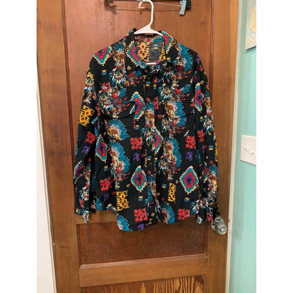 Vintage unisex rodeo shirt Native American print cowboy